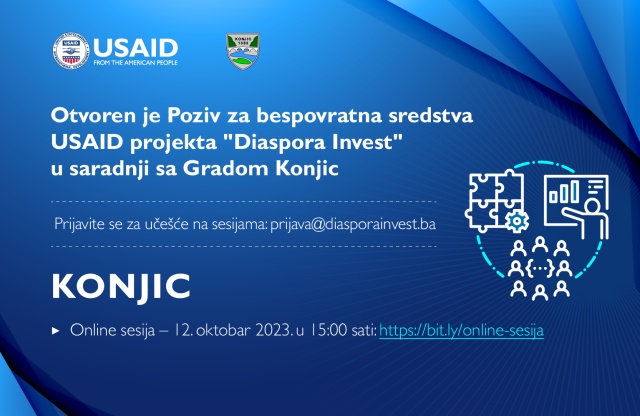 Poziv za bespovratna sredstva USAID projekta Diaspora Invest u saradnji sa Gradom Konjic