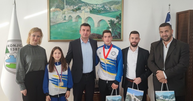 Prijem za Imrana i Umihanu Bilanović, balkanske prvake, članove Karate kluba Igman Konjic