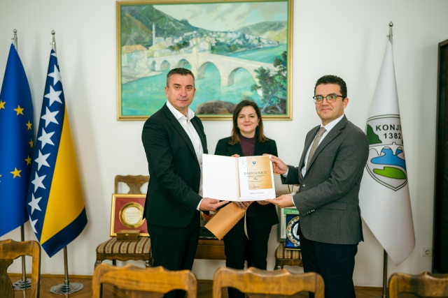 Novi koordinator Turske agencije za saradnju i koordinaciju (TIKA) u Bosni i Hercegovini Gokhan Umut sa saradnicima danas u posjeti Konjicu